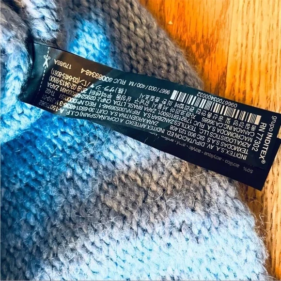 NWT Zara The Knitwear Collection Baby Blue Chunky Oversized Wrap Sweater - Picture 7 of 12